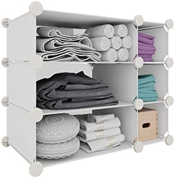 Inxасt Interlocking Storage Plastic Shelves Inside Wardrobe Closet 68 cm x 37 cm x 54 cm White (3-tier)
