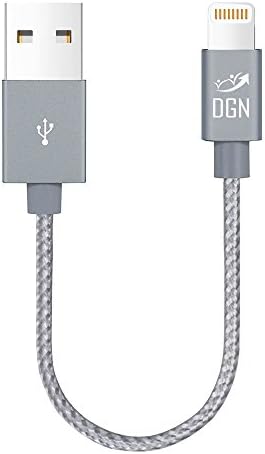 DGN Gadgets iPhone Cable 1 FT Nylon Braided Lightning Charger to Cable Data Syncing Cord Compatible with iPhone 7/7 Plus/6S/6S Plus,SE/5S/5,iPad,iPod Nano (1 Feet - Gray)