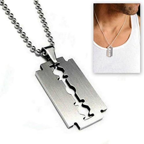 Jaywine2 Army Silver Necklace Stainless Steel Chain 2017 Mens Razor Blade Tag Pendant