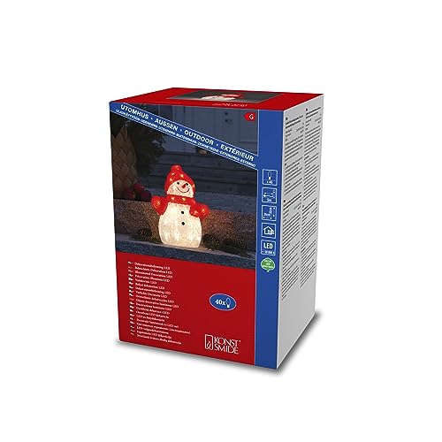 Konstsmide 6248-103 - Pupazzo di neve in acrilico, 40 diodi bianchi caldi, 24 V, esterno (IP44), 3,6 W, cavo bianco