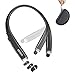 Eleovo Foldable Bluetooth Headphones Wireless Sports Neckband Headsets with Retractable Earbuds Build in Mic Noise Cancelling Earphones Call Vibrate Alert, Carrying Bag, for Cell Phone/Tablets/TV