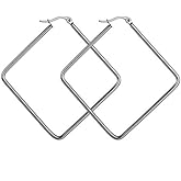 ONLYJUMP Big Hoop Geometric Earrings for Women Stainless Steel Geometric Hexagon Square Hoop Earrings Lightweight Hoop Earrings Jewelry Gift