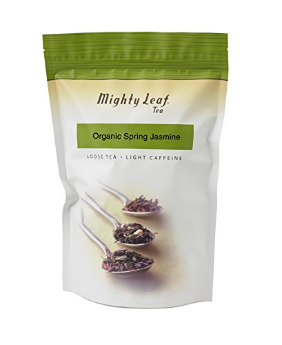 Mighty Leaf Loose Tea, Organic Spring Jasmine, 1 Pound Bag Resealable Bag of Lightly Caffeinated Loose Leaf Organic Green Tea scented with Jasmine Buds, Delicious Hot or Iced