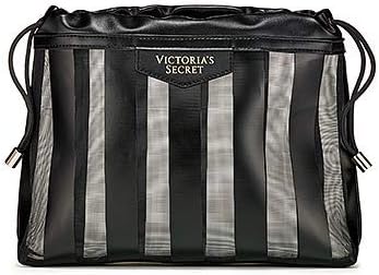 VICTORIA SECRET COSMETIC MAKEUP TRAVEL BAG TOTE BAG. - BLING SPARKLE CLUTCH - BLACK AND SILVER