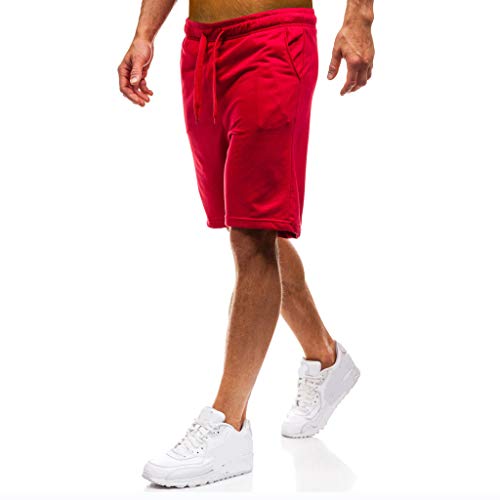 Allywit Men Beach Shorts with Elastic Waist Oversize Lightweight Slim Fit Quick Dry Suits Holiday Beach Shorts Red