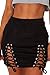 Meyeeka Womens Sexy High Waist Lace Up Bodycon Faux Suede Split Tight Mini Skirt