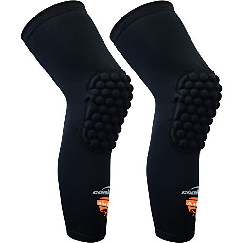 thumbnail image 2 of COOLOMG Youth Compression Knee Pads - Non-Slip Sports Protection For Basketball & Football (Black, XL) 2 of 9