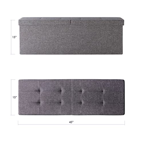 Otto & Ben 45" Storage Ottoman with SMART LIFT Top, Upholstered Tufted