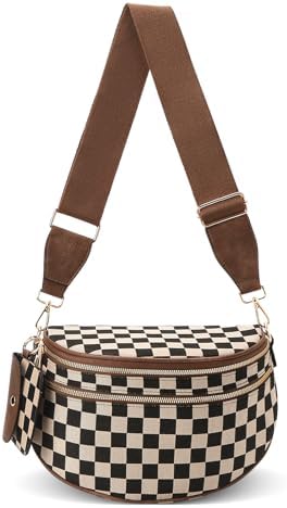 バッグ Damier Design Belt Horizontal Body Bag Amazon.com | Large Capacity Bum Bag for Women,Canvas Checkered