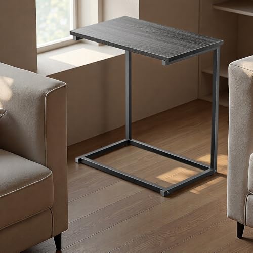 C-Shaped Home Side Tables for Small Spaces，Laptop table Sofa Side Table Small Coffee Table Anti-Rust Waterproof, End Tables for Living Room Bedroom Balcony Office (BLACK)