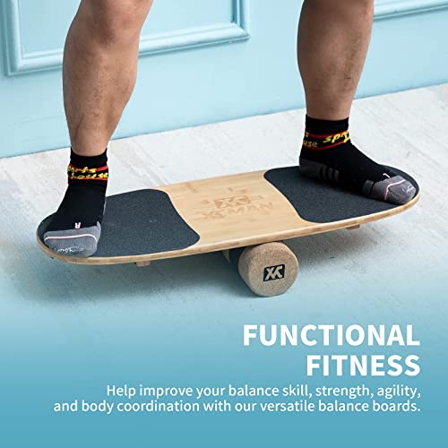 XCMAN Bamboo Balance Board Trainer with Adjustable Stoppers 3