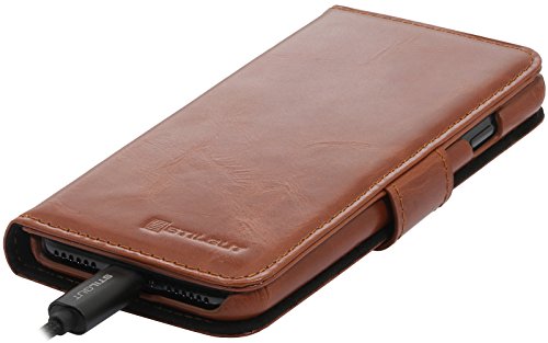 StilGut Talis, Wallet-Case with Slots, Genuine Leather Cover for iPhone 8 & iPhone 7 (4.7"), Cognac Brown