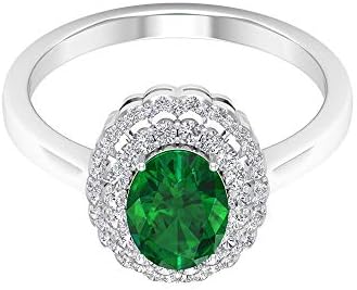 1 26カラット楕円形エメラルド結婚指輪 0 35カラット Sgl認定ダイヤモンドダブルハローリングステートメントレディースゴールドパーティーウェア リングソリティアジェムストーンリング 18k イエローゴールド Size 8 Olmed Med Br