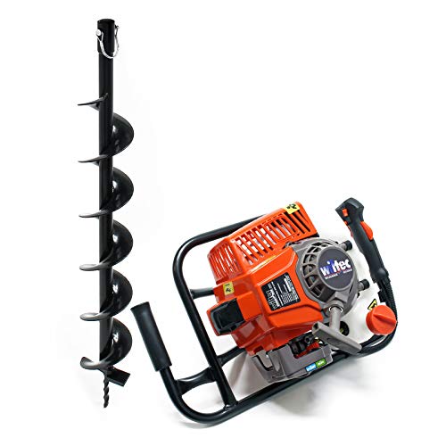 Wiltec Set Erdlochbohrer 2,2 kW 63 CCM und 100 mm Bohrschnecke, Erdbohrer mit 2 Takt Benzinmotor, Pfahlbohrer Motorerdbohrer für saubere Bohrungen – Bild 3