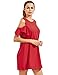 Milumia Women's Summer Cold Shoulder Ruffle Sleeves Shift Dress Red M