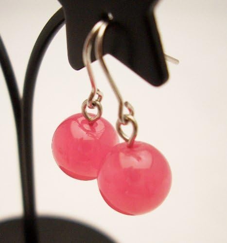 Rhodochrosite (Incarose) Round Ball 8mm ,Pierced Earring Gemstones ,Titanium Hook