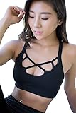 Helisopus Women's Strappy Crisscross Back Support Yoga Gym Sports Bra Tops