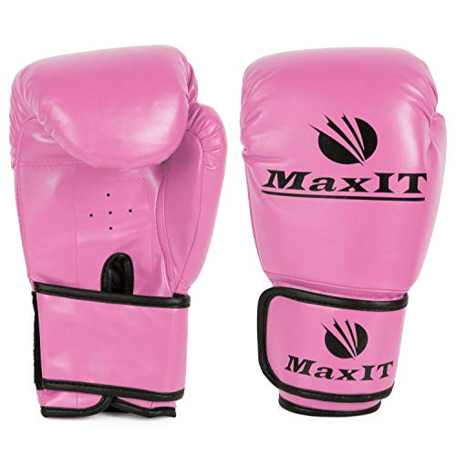 MaxIT Boxing Training Gloves for Kickboxing Punching Bag Mitt Sparring MMA Muay Thai or Fighting Sports - Pink 14oz