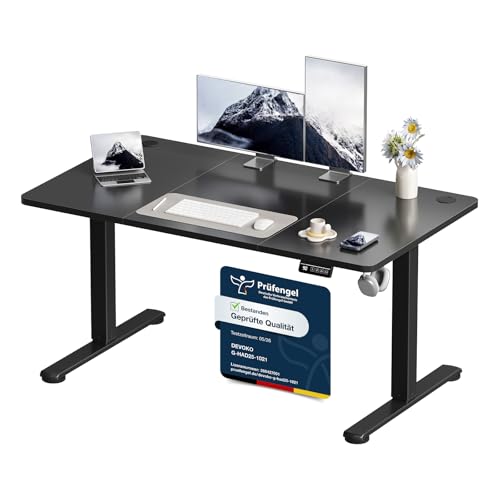 Devoko Elektrisch Höhenverstellbarer Schreibtisch 130 x 60cm,Schwarz
