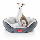 BRINDLE Washable Round Bolster Dog Bed - Gray Microsuede Pet Bed- 25 Inches