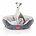 BRINDLE Washable Round Bolster Dog Bed - Gray Microsuede Pet Bed- 25 Inches