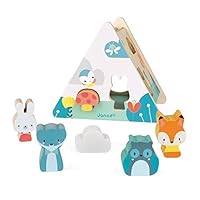 Janod Pure Shape Sorter 6 pc Wooden Shape Sorter - Toy for Learning Sorting Shapes and Colors for Toddlers Ages 18+ Months