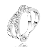 fashion 925 sterling silver jewelry cross X shape zircon vogue ring size 8