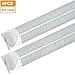 (Pack of 8) FTUBET LED Shop Light, 8FT 120W 13000LM 6000K, Cold White, V Shape, Clear Cover, Hight Output, Linkable Shop Lights, T8 LED Tube Lights, LED Shop Lights for Garage 8 Foot with Plug,