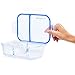 Glass Meal Prep Containers 2 Compartment BPA Free Leakproof Glass Food Storage Containers Airtight Locking Lids Bento Lunch Box Containers Set in Large Insulated Thermal Cooler Lunch Bag (Navy)