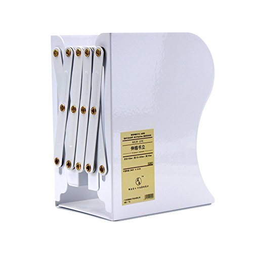 Md Trade Bookends Metal Iron Adjustable Books Holder Stand Desk Heavy Duty Nonskid Bookend, White
