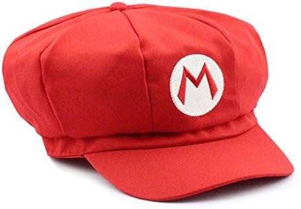 Mario and Luigi Embroidered Nintendo Cosplay Newsboy Hat - 2 Colors (One Size, Red)