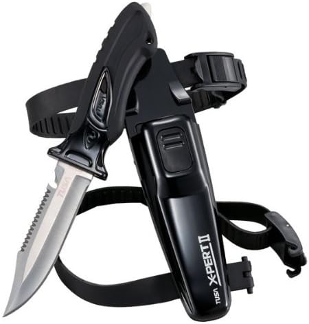 New Tusa Xpert II 420 Stainless Steel Scuba Diving BCD Knife (Black) with Drop Point Tip