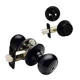 Designers Impressions Bedford Design Matte Black Entry Knob with Matching Single Cylinder Deadbolt Combo Pack Keyed Alike (We Key Lock Orders Alike for Free)