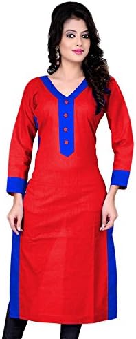 Fashion4U Women's Fancy Cotton Kurti Free Size Red