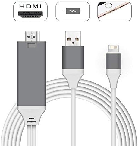 Bambud Compatible with iPhone iPad to HDMI Adapter Cable 6.5ft, Digital AV Adapter 1080p HD TV Connector Cord Compatible with iPhone Xs Max XR R 8 7 6s Plus, 6,iPad to TV Projector Monitor (Gray)