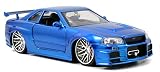 Jada Toys Fast & Furious 1 24 Diecast Nissan GT R R34 Vehicle, Blue