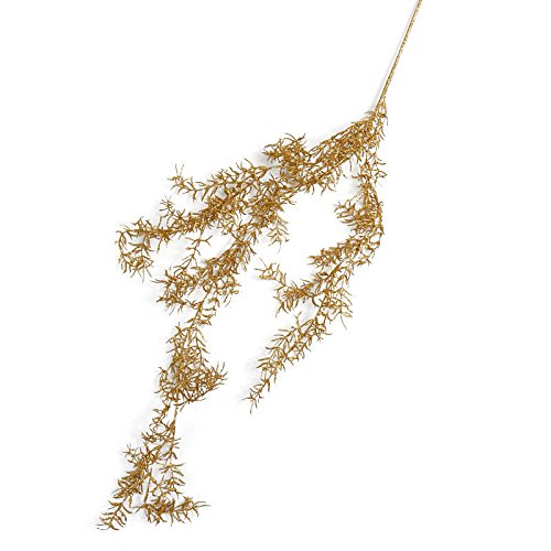 Factory Direct Craft Gold Glitter Coated Plastic Fern Sprays | 2 Sprays | For Indoor Decor