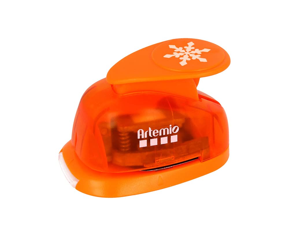 Artemio 2.5 cm Big Snowflake Number 4 Lever Punch, Orange