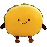 Gwxqybfe Large Hamburger Plush Pillow, Cute Stuffed Hamburger Plush Toy, Decorative Throw Cushion (Yellow)