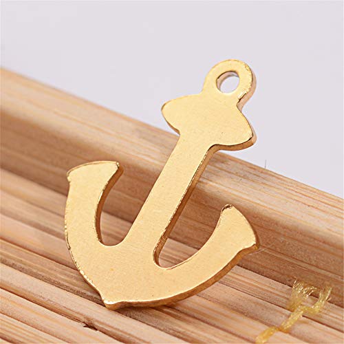 ARRICRAFT 100pcs Stainless Steel Anchor Charms Golden Tag Blank Pendant for Bracelet Necklace Key Chain Jewelry Making, 16x13x1mm