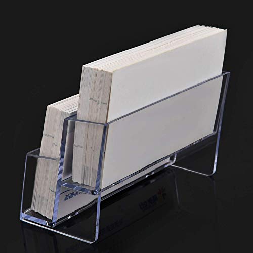 Vndeful 2 Pcs Clear Business Card Holder 2 Tiers Plastic Card Stand Organizer Card Holder Display for Home Office, 120 Cards Capacity