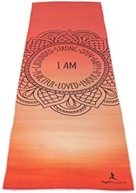 Premium Quality Yoga Mat Towel by YogAffirmations – Non Slip, Silicone Dots, Ultra Soft Microfiber, Wicking Sweat Absorbent – Great for Hot Yoga, Pilates, Meditation – Perfect Size 24” x 72”
