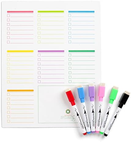 Dry Erase Board &amp; 6 Colored Markers (Awesome Christmas Gift!) ~ Weekly Calendar Whiteboard ~ Magnetic Planners for Refrigerator ~ Plan Smart, Create Chores Lists, &amp; Get Stuff Done!