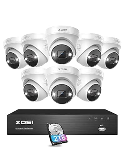 ZOSI 4K Spotlight PoE Home Security Camera System,8-Port 16CH 8MP