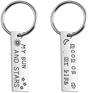 Kingru MY SUN AND STARS, MOON OF MY LIFE Couple Key Chain Pendant Key Rings For Lover Valentine Gift