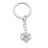 Mother's Day Gifts for Mom Keychain Engraved Clear Crystal Pave Heart Pendant Keyring