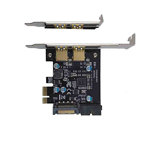 XinYS USB3.0 Superspeed 2Ports PCI-E USB 3.0 Expansion Card, PCIe USB3.0 Card with 15Pin SATA Power Connector and 1 USB 3.0 19pin Connector