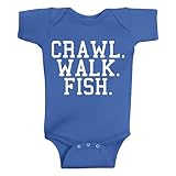 Crawl Walk Fish Baby Body Suit - Funny Baby Clothing For Future Fisherman - Royal Blue