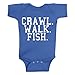 Crawl Walk Fish Baby Body Suit - Funny Baby Clothing For Future Fisherman - Royal Blue
