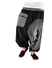 bonzaai Low entrepierna pantalones de harén Unisex con espiritual Yantra tatuaje como ropa alternativa al 100% con tela de algodón de pato de erleuchteter
